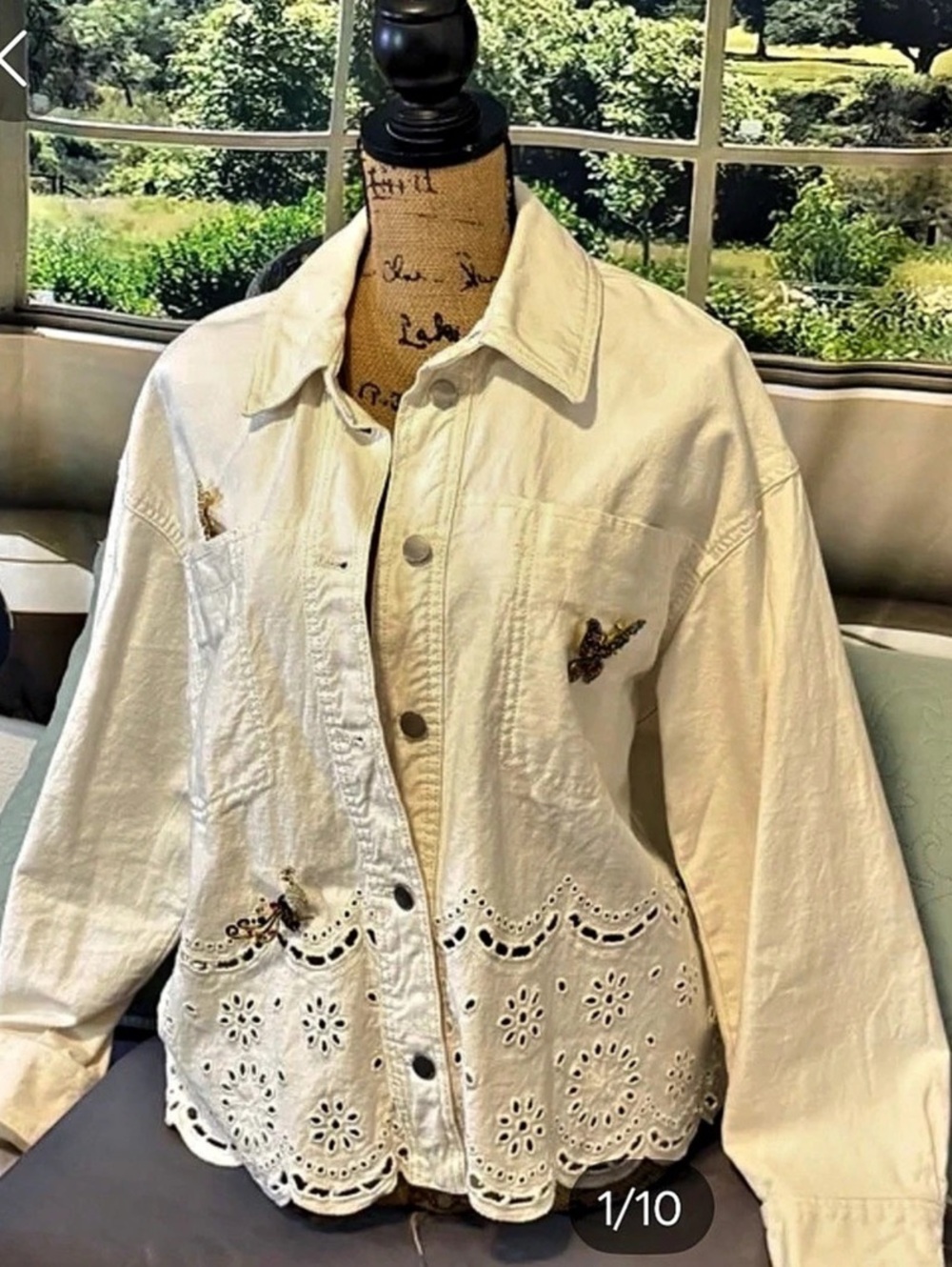 Zara Eyelet Embroidered Jacket in White